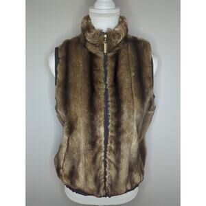 St John Small brown Faux Fur Zip Up Vest